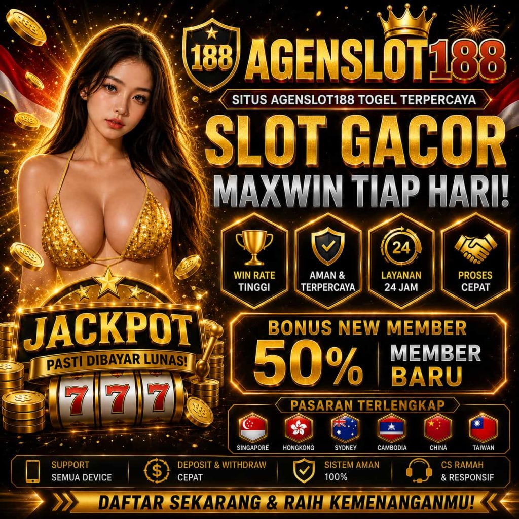 AGENSLOT188 mengusung tema HUT Kemerdekaan Indonesia dengan desain modern bernuansa merah putih yang menggambarkan semangat persatuan dan kreativitas.